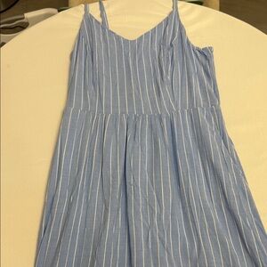 Old Navy Blue and White Striped Midi Dress